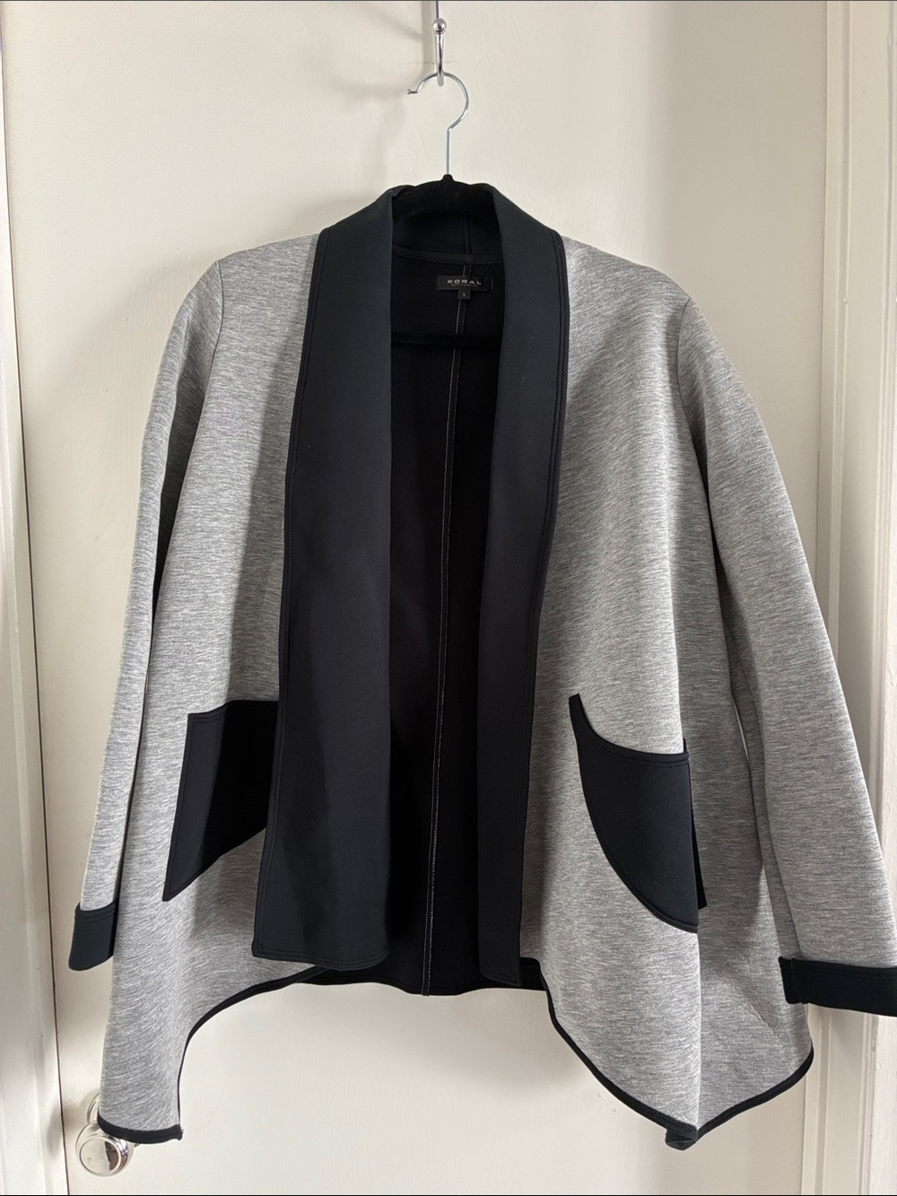 Koral Grey and Black Open-Front Cardigan Sweater size small